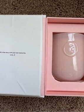 Blush Pink Glossier Orange Blossom Neroli Candle with Embossed Logo NIB